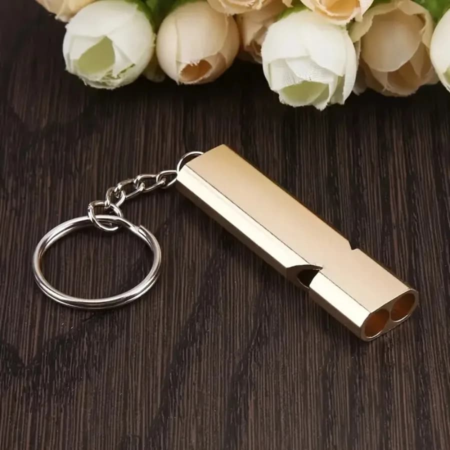 골드 서바이벌 호루라기 키링 더블홀 캠핑 비상 구조용 선물