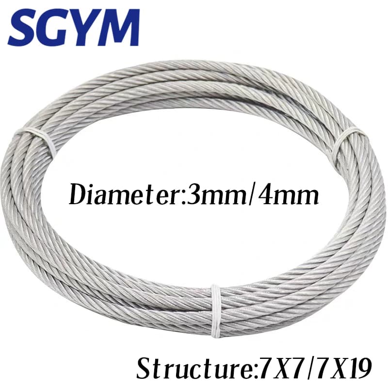 25M 304 스테인리스 와이어 로프 낚시 빨랫줄 3mm 4mm