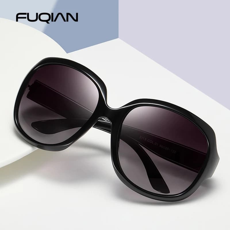 FUQIAN 편광 오버사이즈 라운드 선글라스 여성 빅프레임 UV400