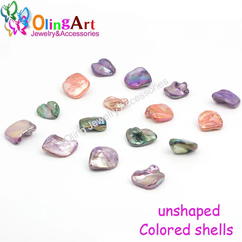 OlingArt 12PCS/LOT Colored Natural Shells AB Color Loose Beads 15x13mm-18x16mm HOT Sale Making DIY Jewelry Accessories