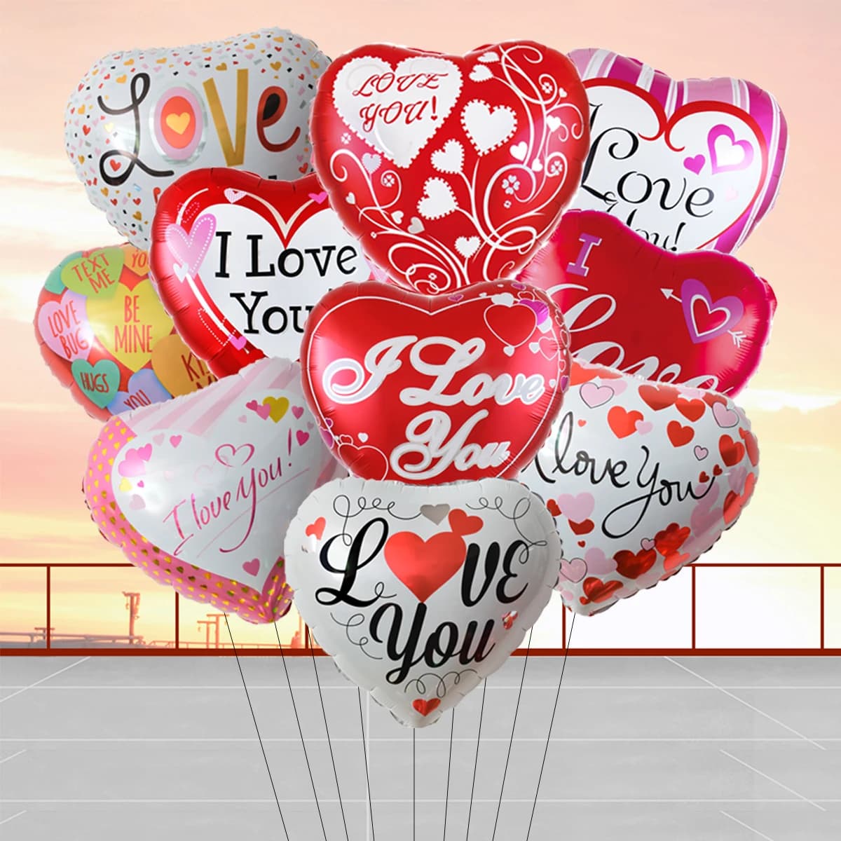 I LOVE YOU 하트 풍선 10개 18인치 웨딩 발렌타인 프로포즈 장식