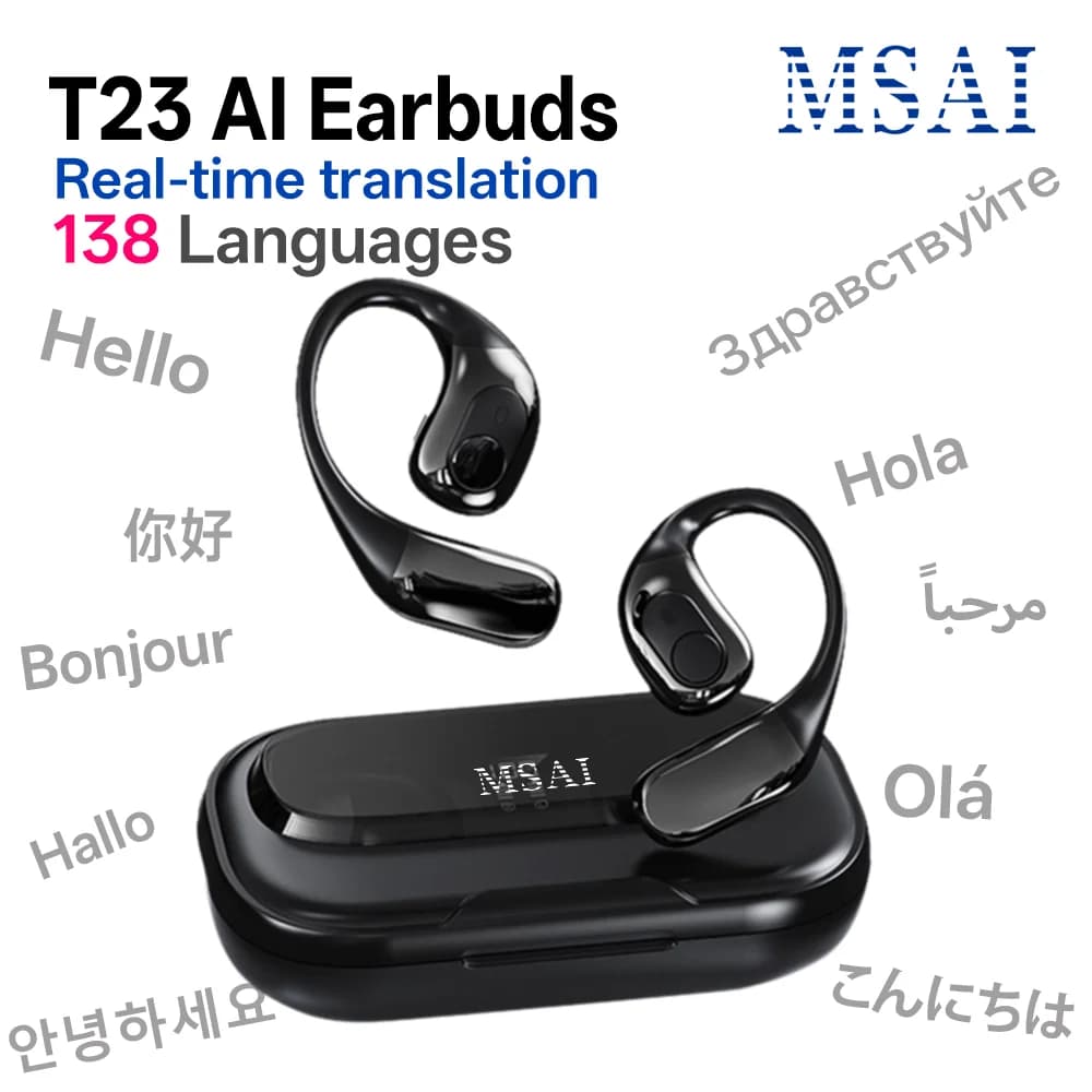 MSAI T23 AI 통역 이어버드 138개 언어 실시간 오프라인 번역 블루투스
