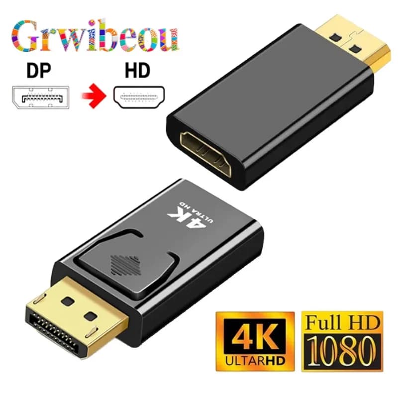 4K DisplayPort-HDMI 호환 어댑터 케이블 1080P DP-HDMI 호환 비디오 오디오 변환기(PC TV 노트북 프로젝터용)