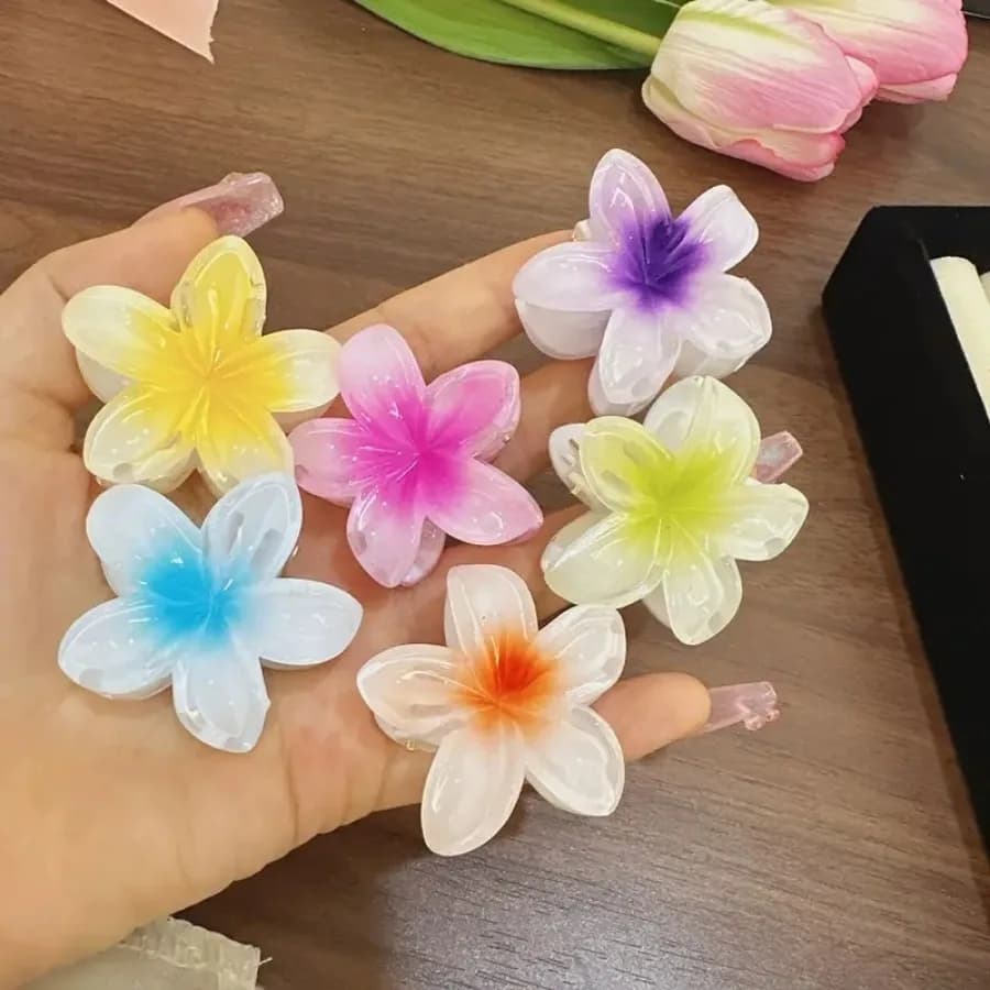 6-pack Summer Egg Flower Hair Clip, Mixed Color Flower Hair Accessory, Suitable for Daily Use