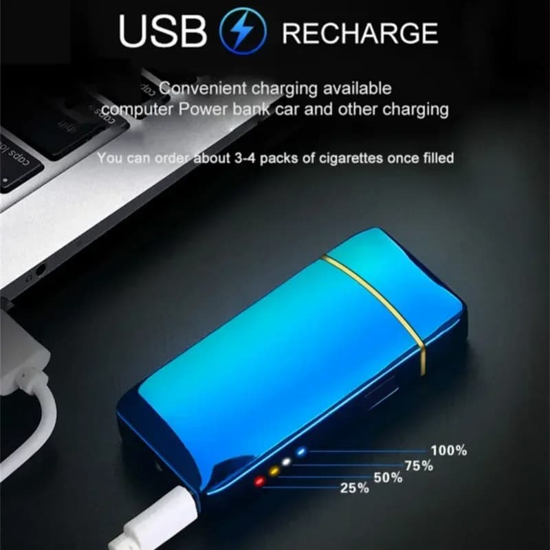 전기 메탈 라이터 더블 아크 플라즈마 라이터 USB 충전 방풍 LED 터치센서