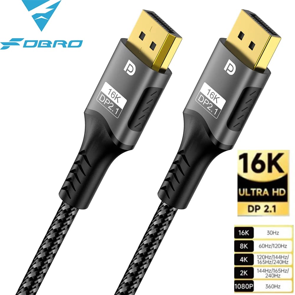 16K DP 케이블 8K@120Hz/60Hz 4K@240Hz 80Gbps 디스플레이포트 2.1 노트북 Xbox 프로젝터 게임 모니터용 HDR 비디오 오디오 케이블