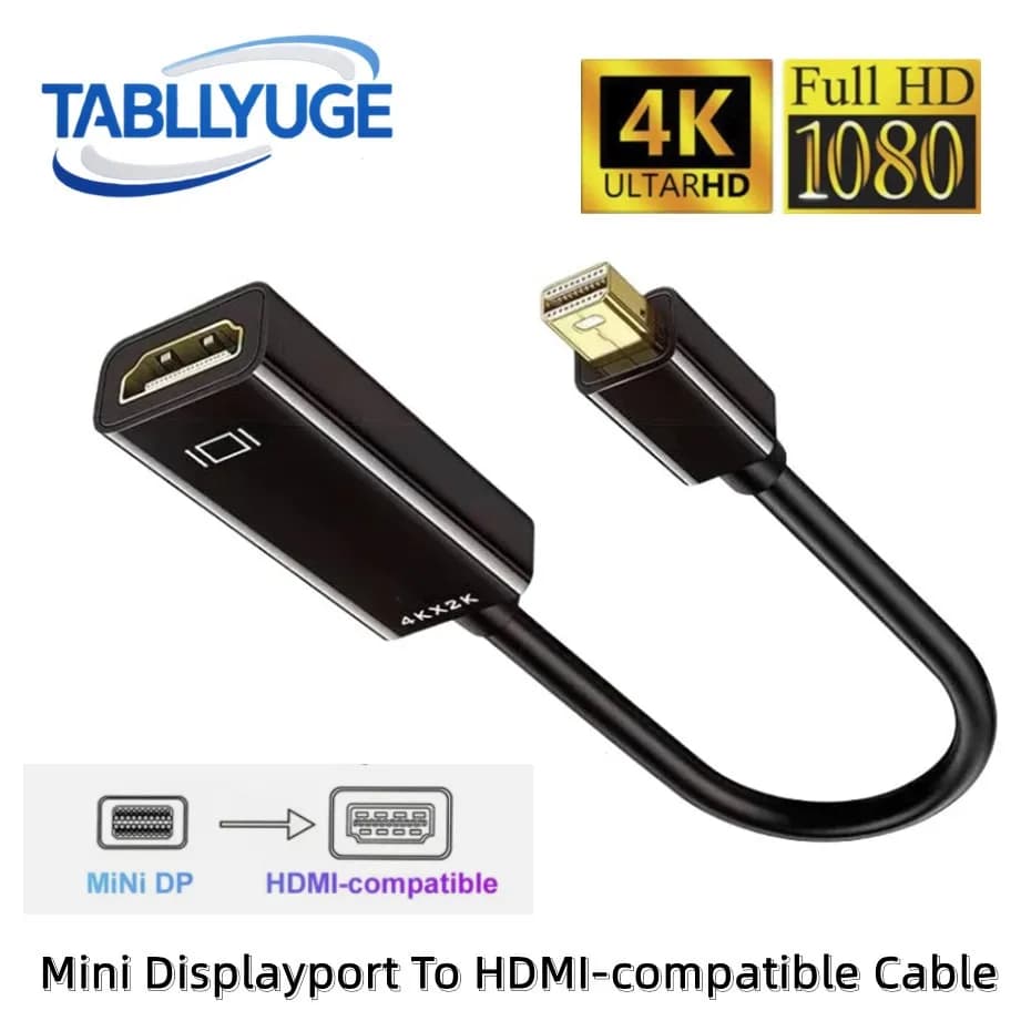 미니 DP-HDMI 호환 어댑터 케이블 4K/1080P 미니 DP 남성-HDMI 호환 여성 변환기(Apple MacBook Air Pro용)