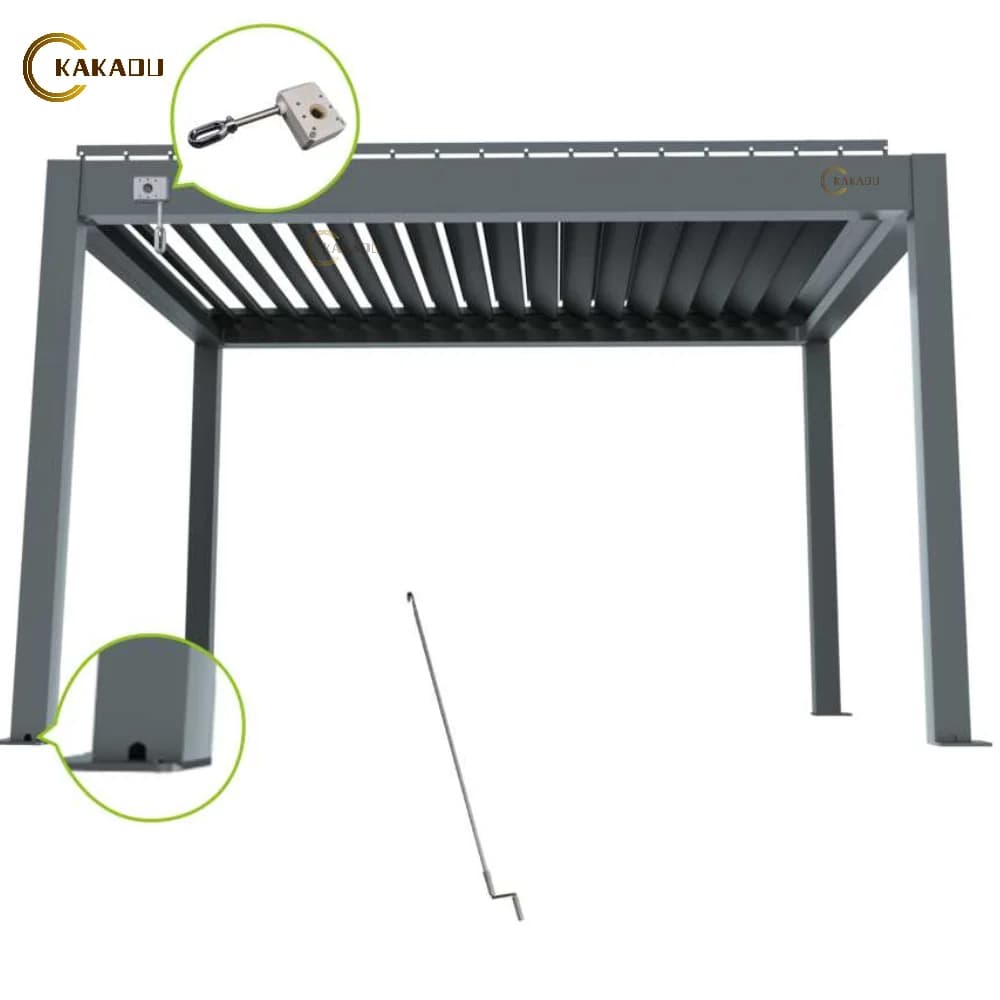 KAKADU 3x3m Aluminum Pergola Arches Louvered Waterproof Rainpoint Powder Coated Wooden Acrylic Plastic Motorized Opening Balcony