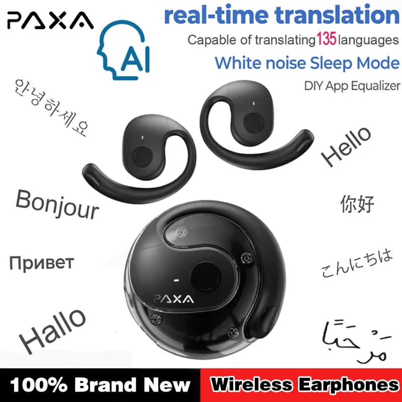 PAXA 무선 블루투스 AI 실시간 번역 이어폰 144개 언어