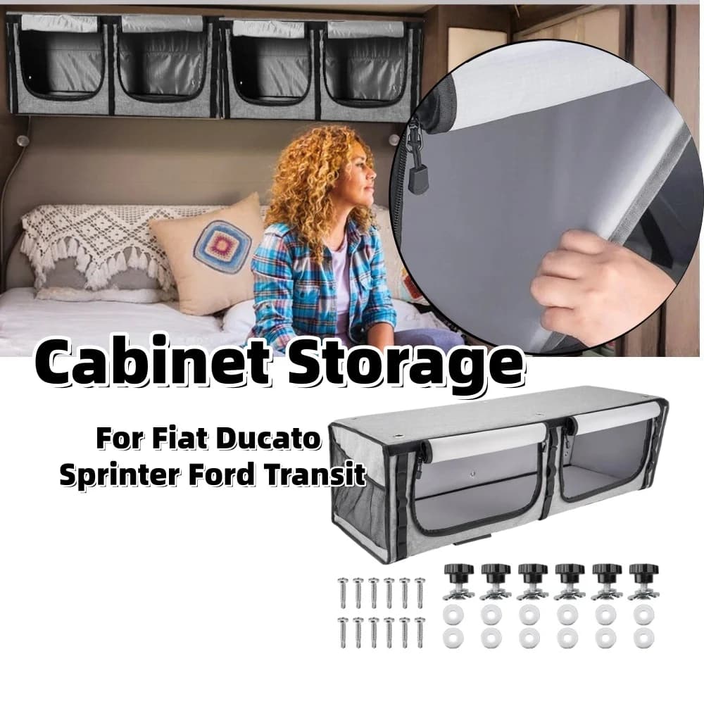 RV Overhead Cabinet Storage Felt Organizer Storage Box For Fiat Ducato Sprinter Ford Transit Caravan Motorhome Interior Storage