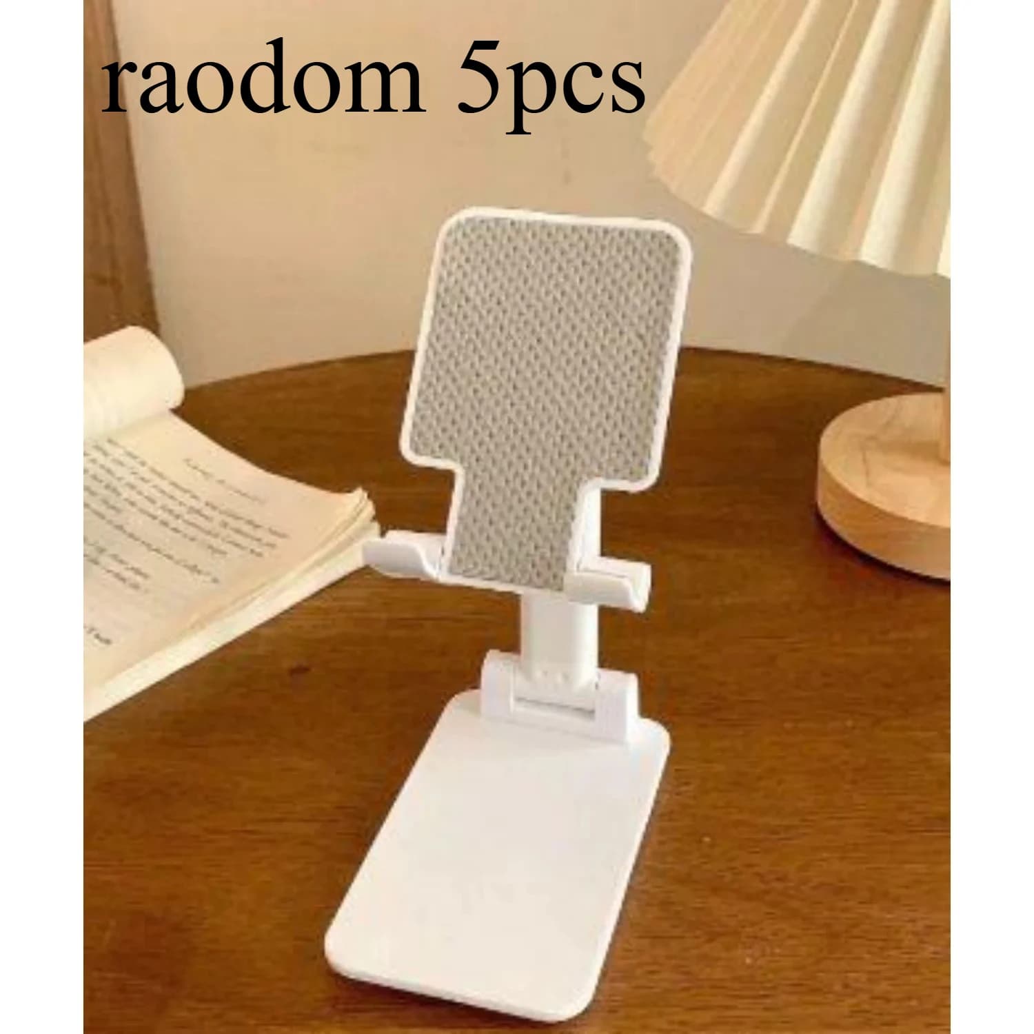 White Foldable Phone Stand - Adjustable Height & Angle, Portable Desktop Holder for iPhone, Samsung & All Smartphones