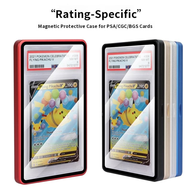 PSA Certified Metal Card Holder with UV Resistant Tempered Glass Cover and Magnetic Secure Frame for Collectible Gaming Cards an