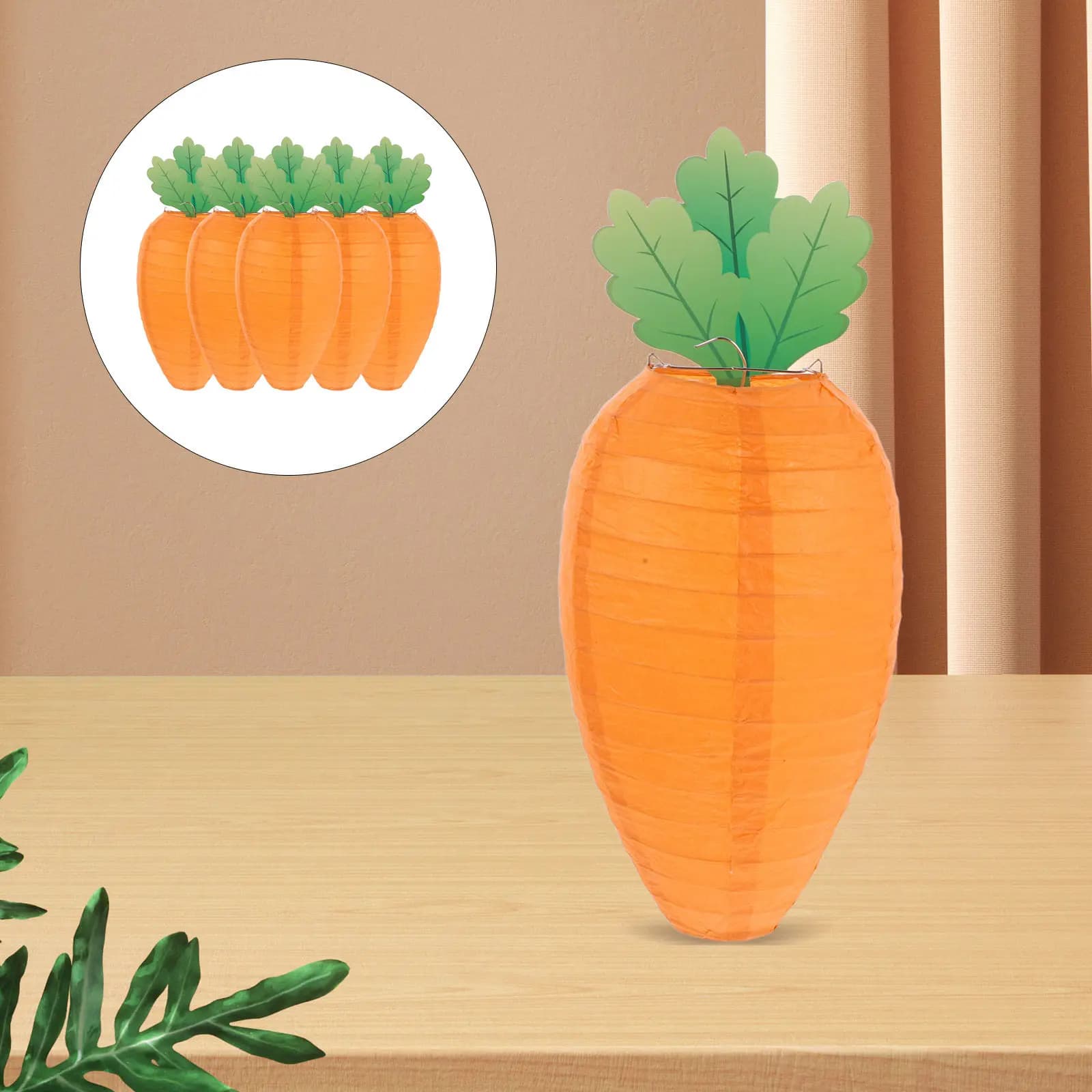 5Pcs Carrot Lantern Hanging Decoration - 8 Inch Reusable Paper Lanterns for Easter Party Supplies Spring Home Decor Garden Event