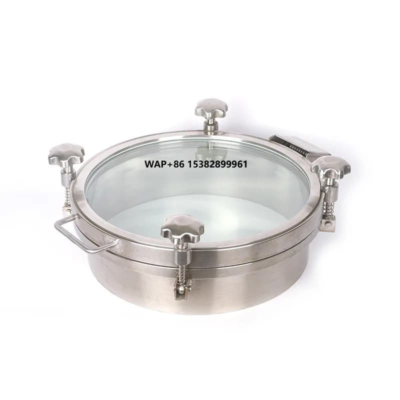 Sus 304 316L  Sanitary Stainless Steel Pressure Vessel Sight Glass Manhole Cover 1-3bar
