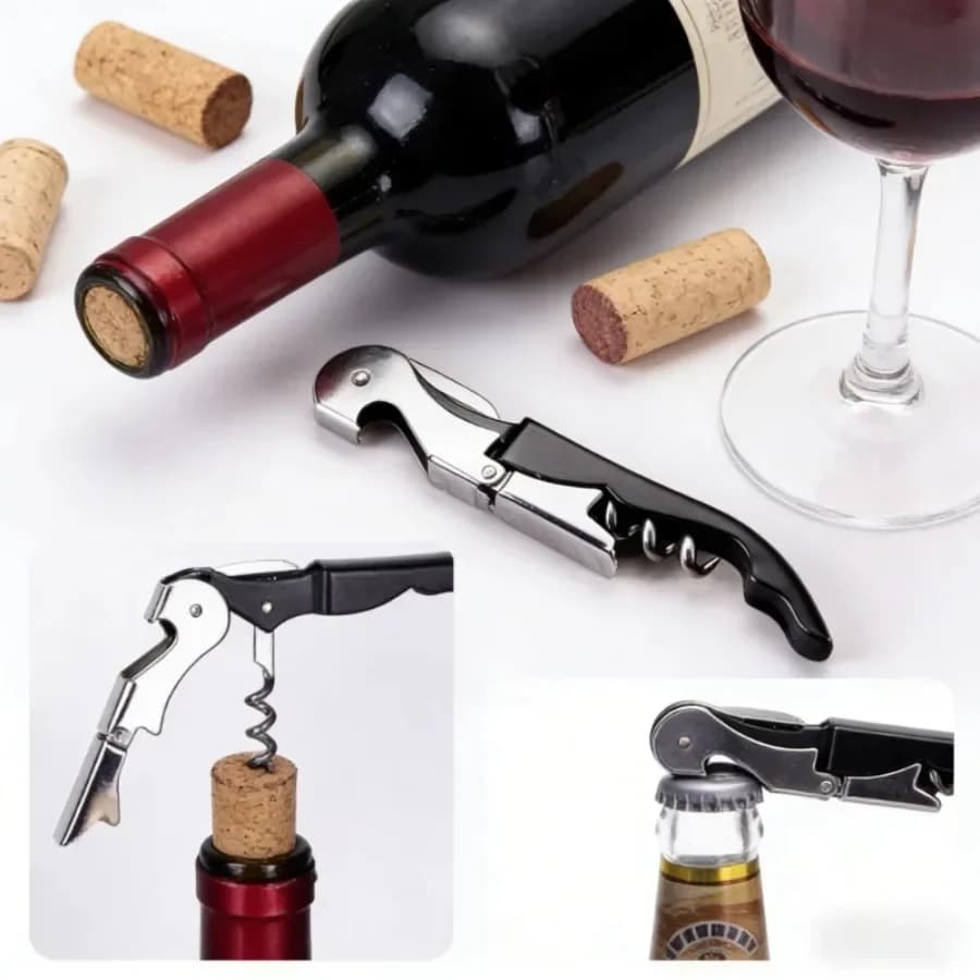 Portable Multifunctional Wine Opener, Compact Corkscrew with Bottle Cap Remover for Travel & Outdoor Use