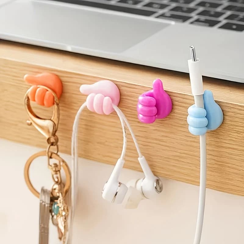 Cartoon Hand-shaped Sticky Cable Clamp, Charging Cable Organizer, Mobile Phone and Data Cable Management Hook