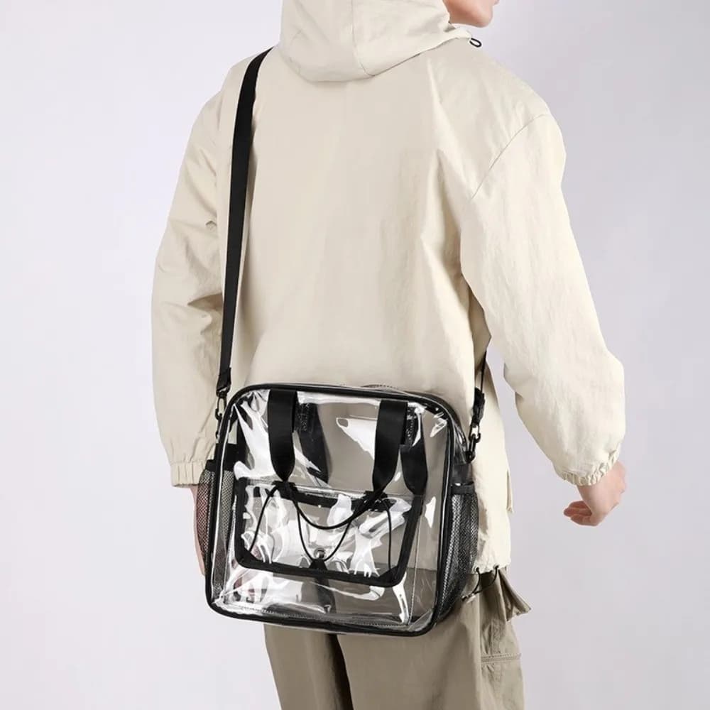 Large Capacity Transparent Crossbody Bag Waterproof Lightweight Washing Storage Bag Single Shoulder Sports Tote Bag