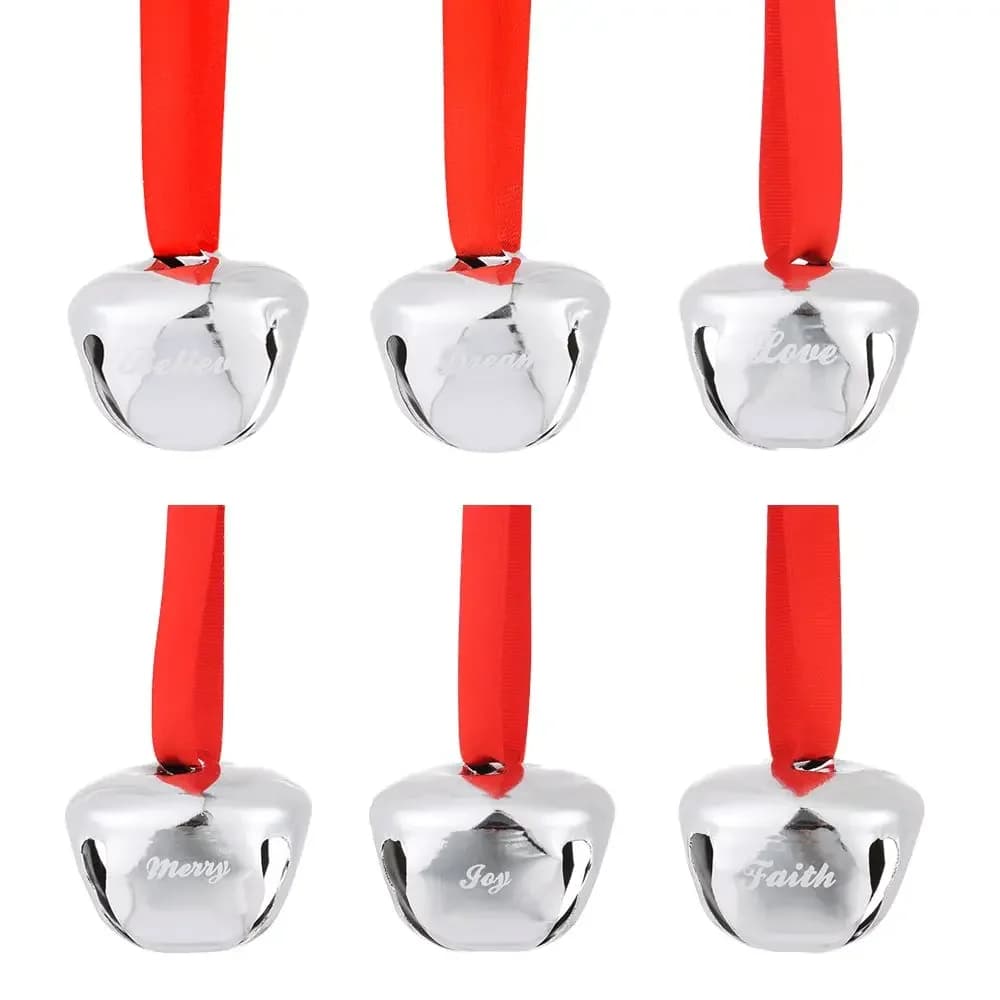 1.5 inch Christmas Jingle Bell Ornament Sleigh Bells Polar Express Bell Printed Believe Joy Bells for Craft Christmas Tree Decor