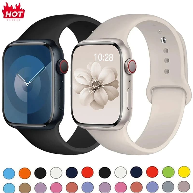 Silicone Band For Apple Watch strap 46mm 44mm 45mm 40mm 41mm 42-38mm 49mm sport bracelet iwatch series 11 10 9 8 7 6 5 SE Ultra3