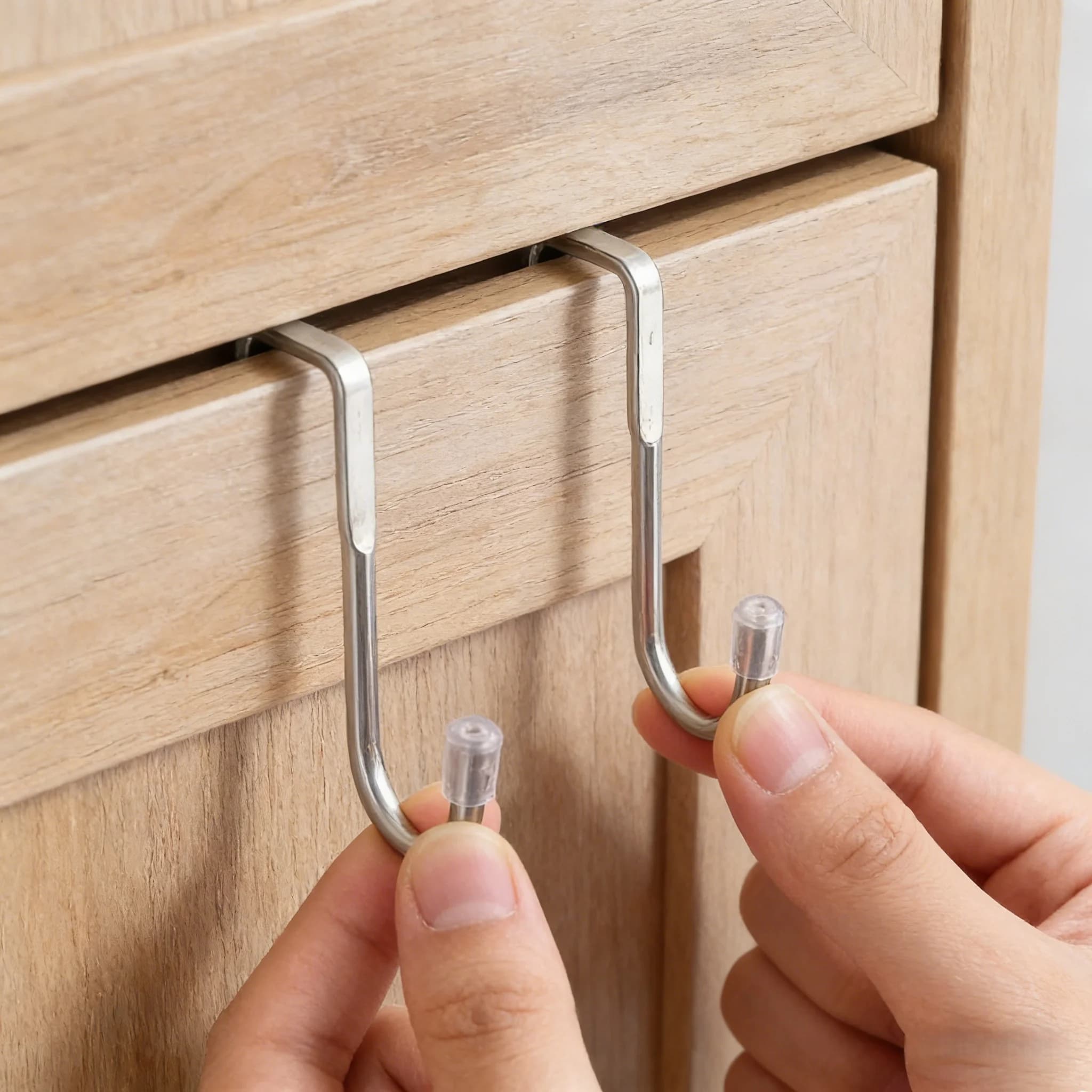 Self-Adhesive Stainless Steel Hooks 4-Pack​ – No Drilling Required, Smooth Metal Surface, Transparent Silicone Tips, Strong Bond