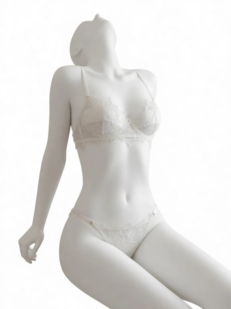 Elegant Lace Lingerie Set Women Embroidery Net Fabric Soft Underwire Small Cup Push Up Bestseller Bra Panty Set BANERDANNI 32-38