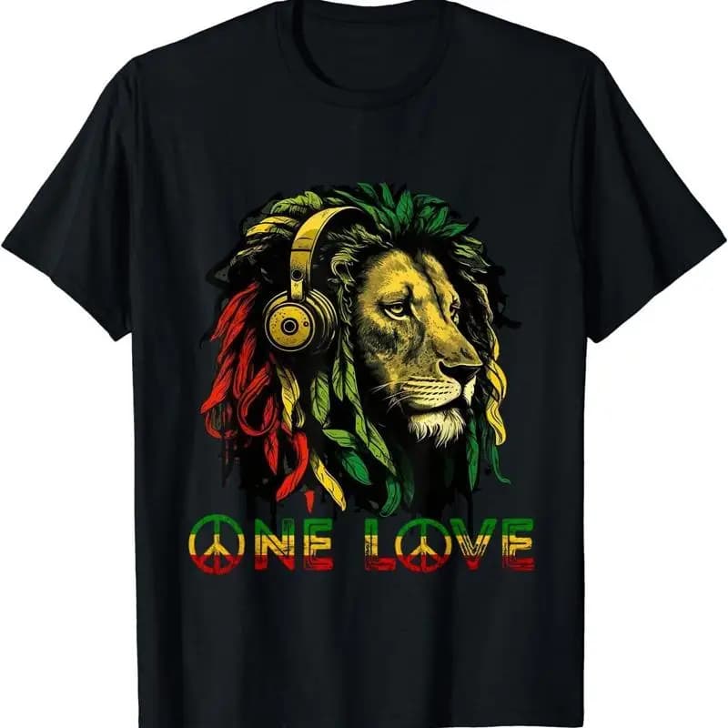 라스타 레게 라이온 자메이카 뮤직 One Love 티셔츠