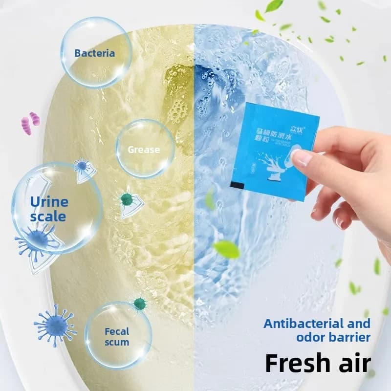Toilet fragrance deodorant and bacteriostatic toilet anti-splashing granules portable packaging