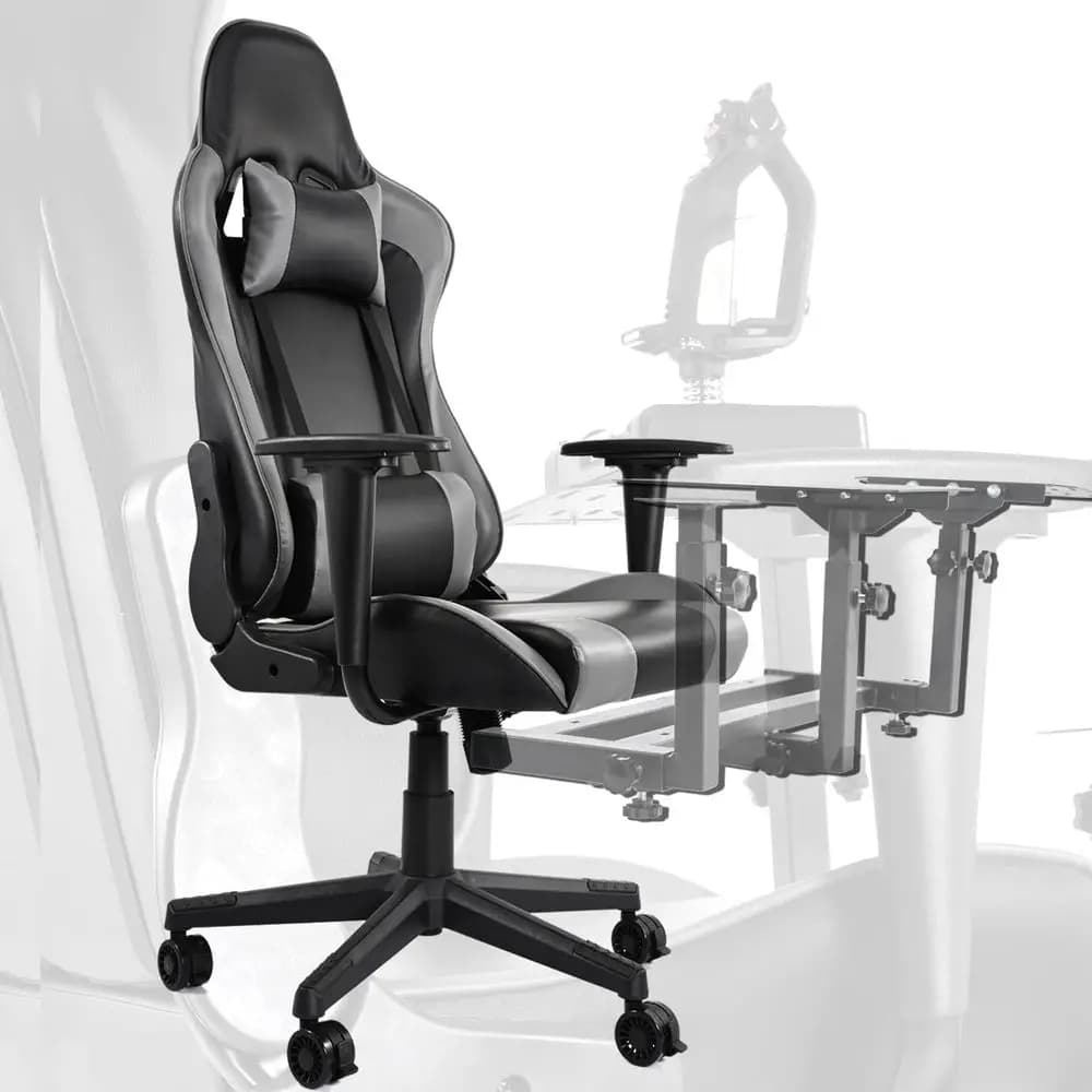 High-Back Reclining Gaming Chair with Waist Support, Pulley, and Rotatable Lighting
