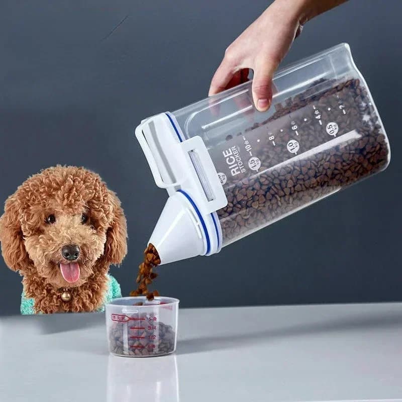 1.5kg/2kg 강아지 고양이 사료통 계량컵 밀폐 보관함
