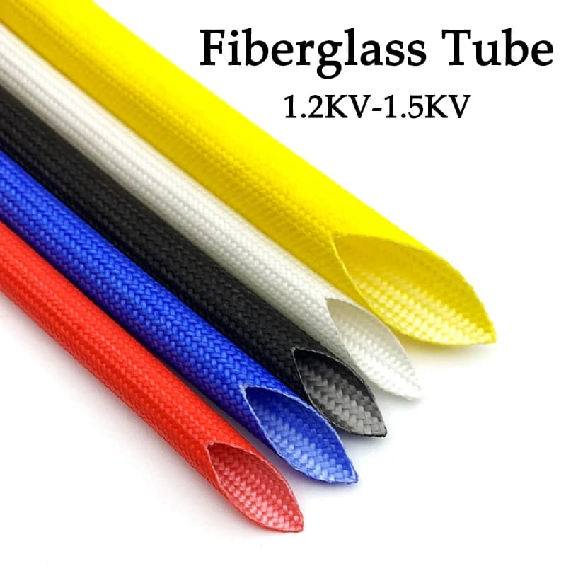 ID 1 ~ 30mm 200 Deg.C Fiberglass Tube Silicone Resin Braided Wire Sleeve Flame Resistant Fiber Glass Insulate Cable Pipe Protect