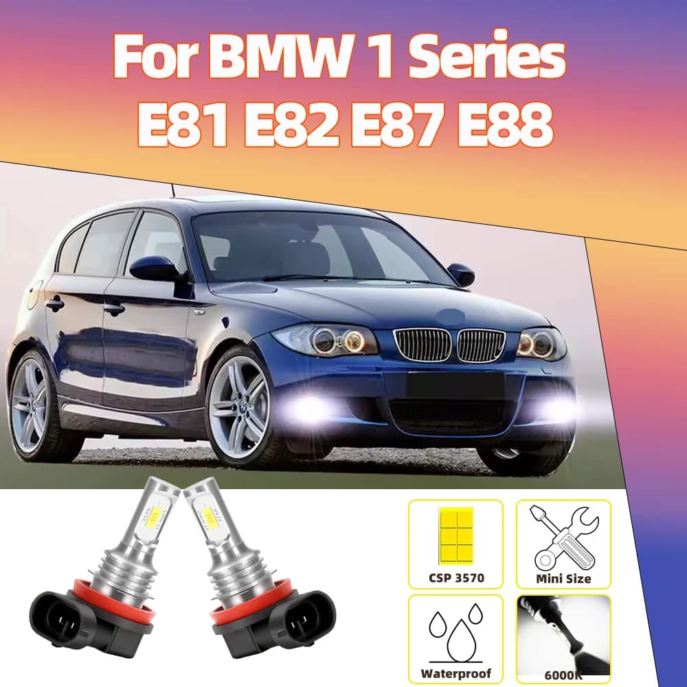 BMW 1시리즈 E81 E82 E87 E88용 LED 안개등 15000LM 캔버스 2개