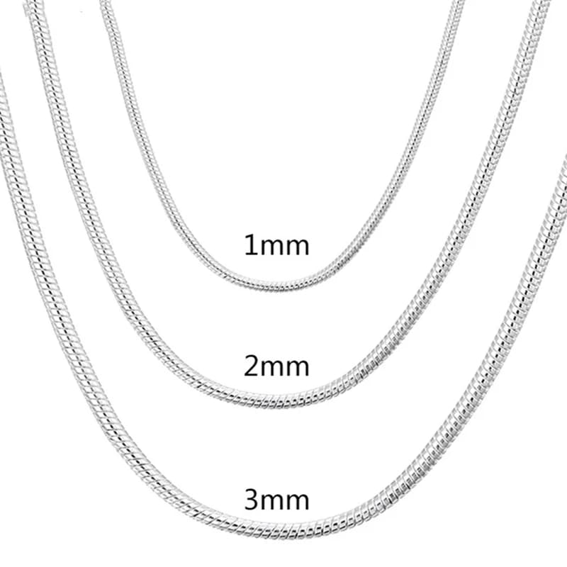 실버 1/2/3mm 스네이크 체인 목걸이 남녀공용