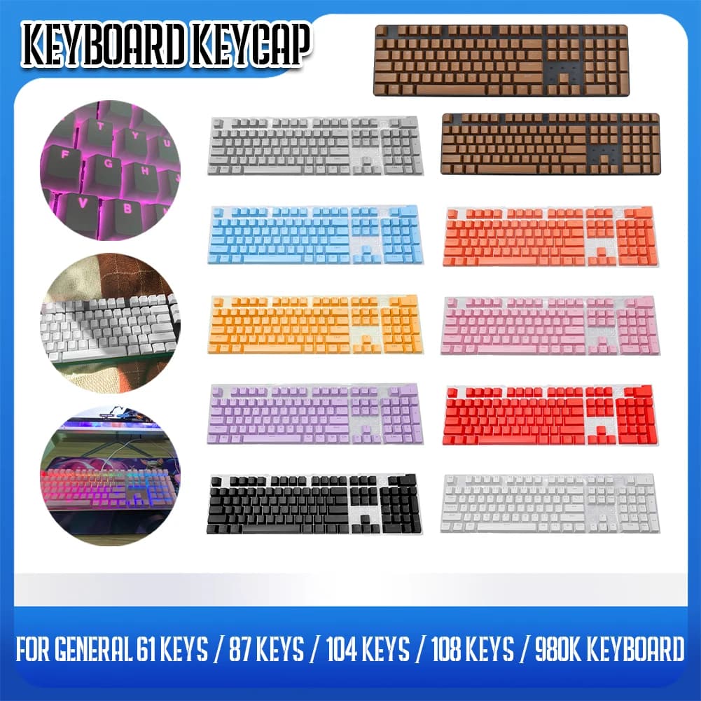 104pcs 범용 기계식 키보드 키 캡 컴퓨터 PC 노트북 기계식 키보드 노트북 키 캡 세트 백라이트 키 캡 액세서리