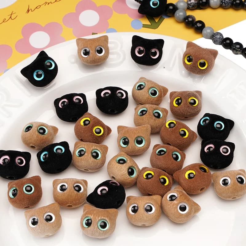 19x17mm 1pc/bag Cute Beads Cat Owl Beaded Resin Cartoon Loose Spacer Beads for Jewelry Making DIY Pendant Accessories
