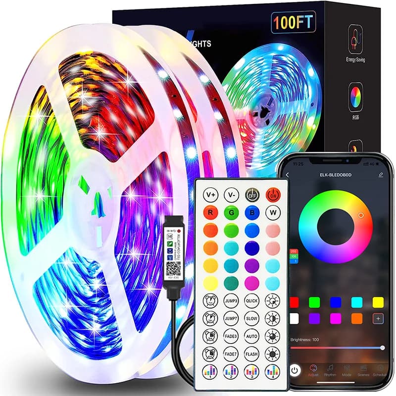 RGB LED 스트립 조명 1~40m 앱 제어 침실 방 장식 테이프 라이트