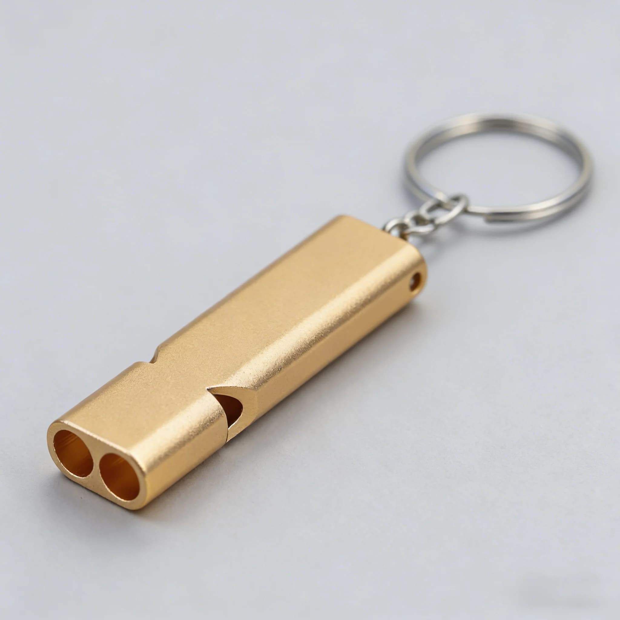 Golden Survival Whistle Keychain with Metal Chain​ – Emergency Whistle Function, High‑Decibel Sound Output, Durable Metal Alloy.