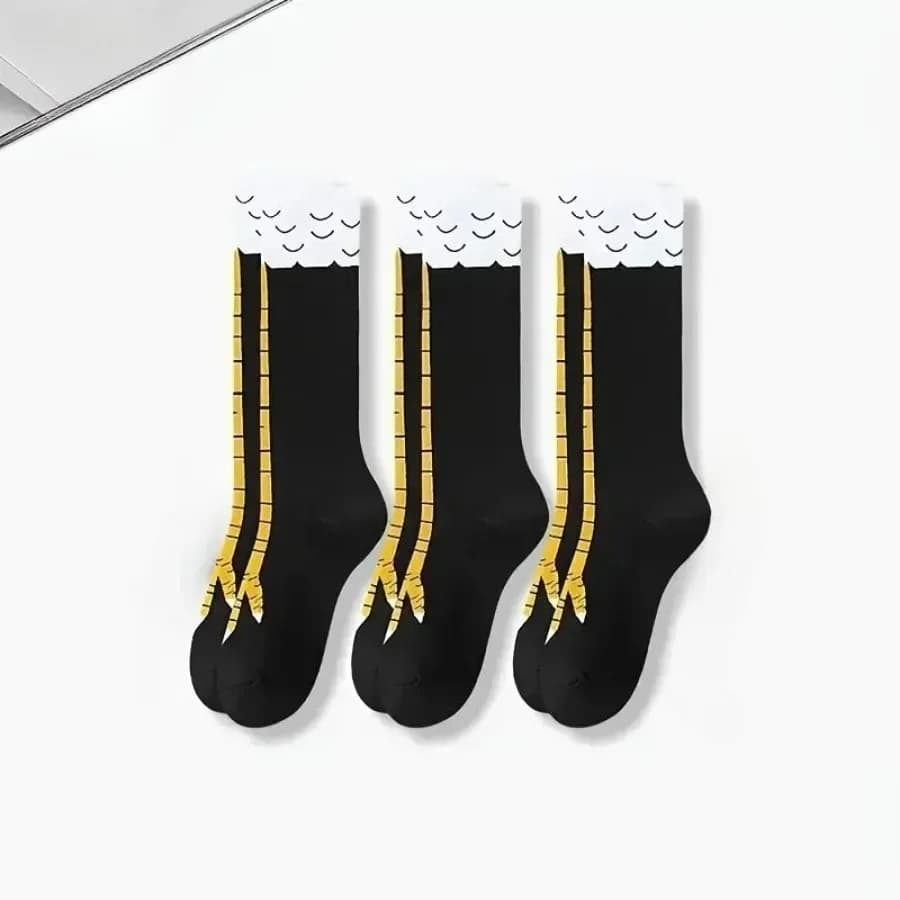 3 Pairs of Black Chicken Paw Socks, Suitable As Gifts for Friends and Children, with Cartoon Cute Chicken Paw Pattern Design