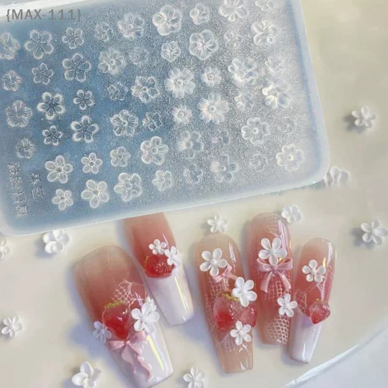 실리콘 플라워 네일아트 몰드 프렌치 5장 꽃잎 3D 엠보 네일 템플릿