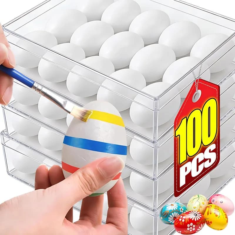 이스터 폼 에그 흰색 스티로폼 가짜 달걀 어린이 그림 부활절 DIY 화환 100/10개