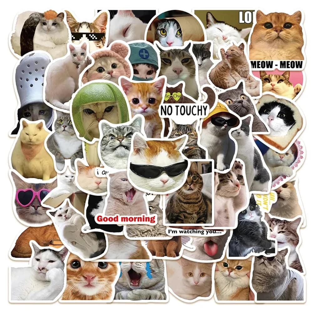 10/30/50pcs 재미 있은 귀여운 고양이 MEME 동물 스티커 Kawaii 미적 전사 술 노트북 전화 노트북 장식 스티커 어린이 장난감