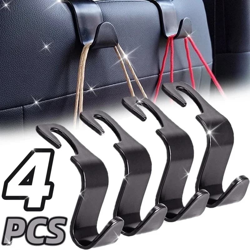 Car Seat Universal Headrest Hook 4-in-1- Use These Convenient Accessories To Organize Your Vehicle's Rear Seats