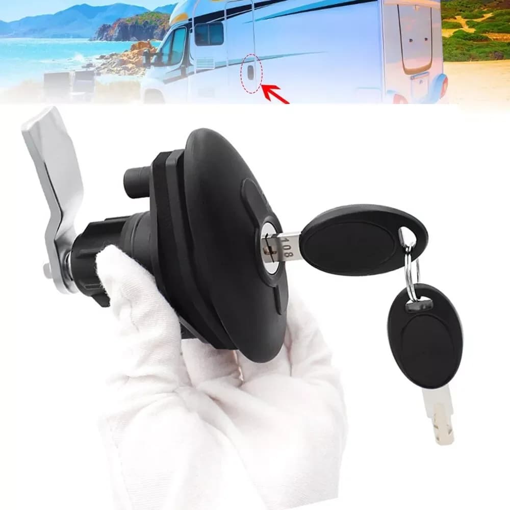 Caravan T-Handle Lock With 2 Keys RV Cabin Door Lock Compression Seal Lock Luggage Flat Cabin Door Lock For Motorhom Accessories