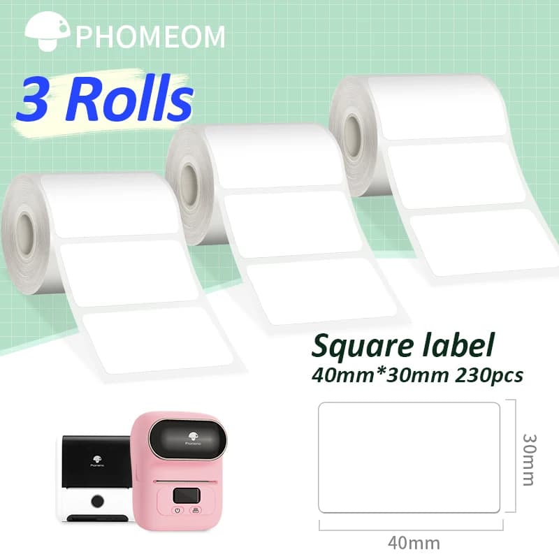 Phomemo M110 M200 M220용 라벨 스티커 690매 3롤 감열 방수 라벨지