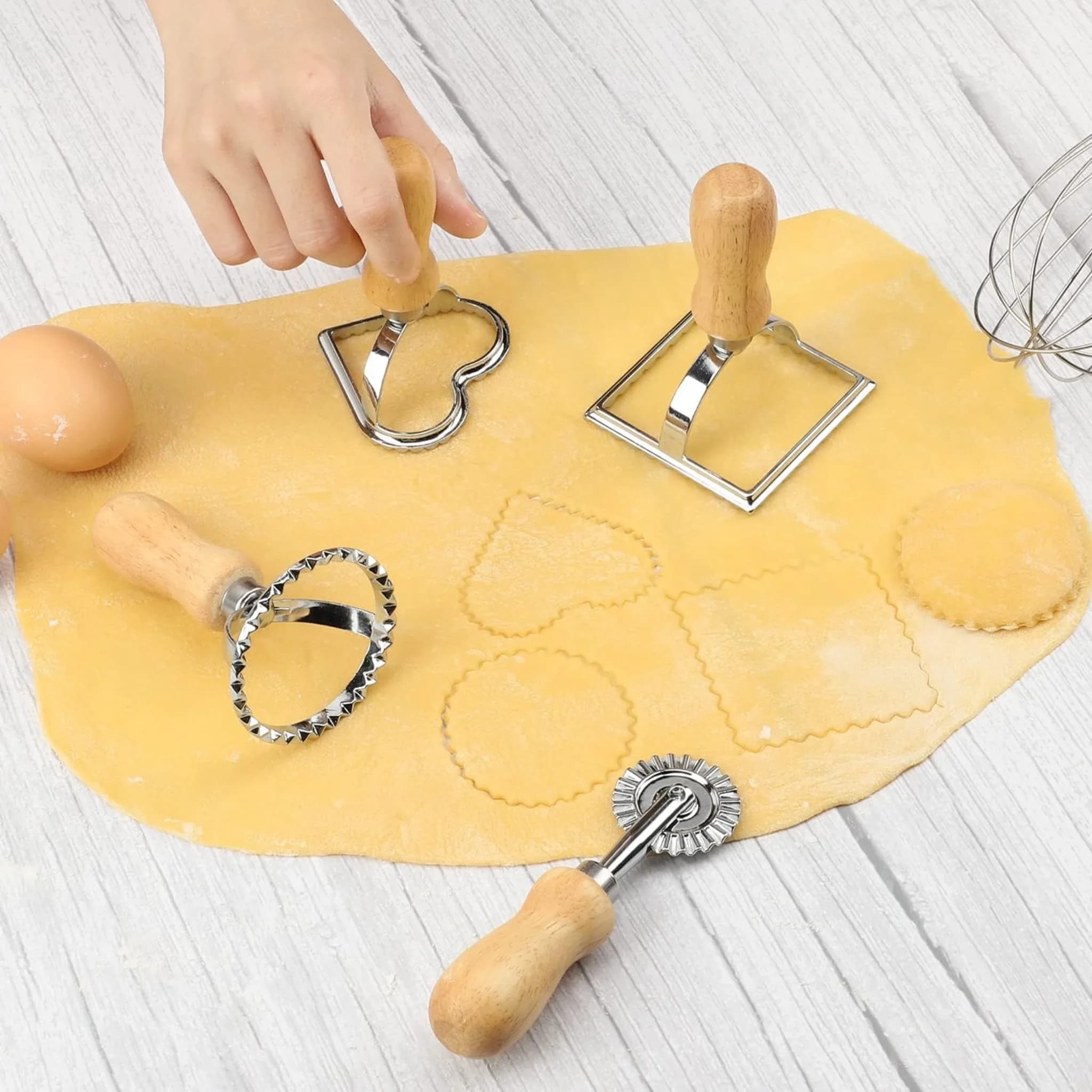 Ravioli Stamp Set, Stainless Steel, Wooden Handle, Homemade Pasta, Easy Seal, Baking Enthusiasts