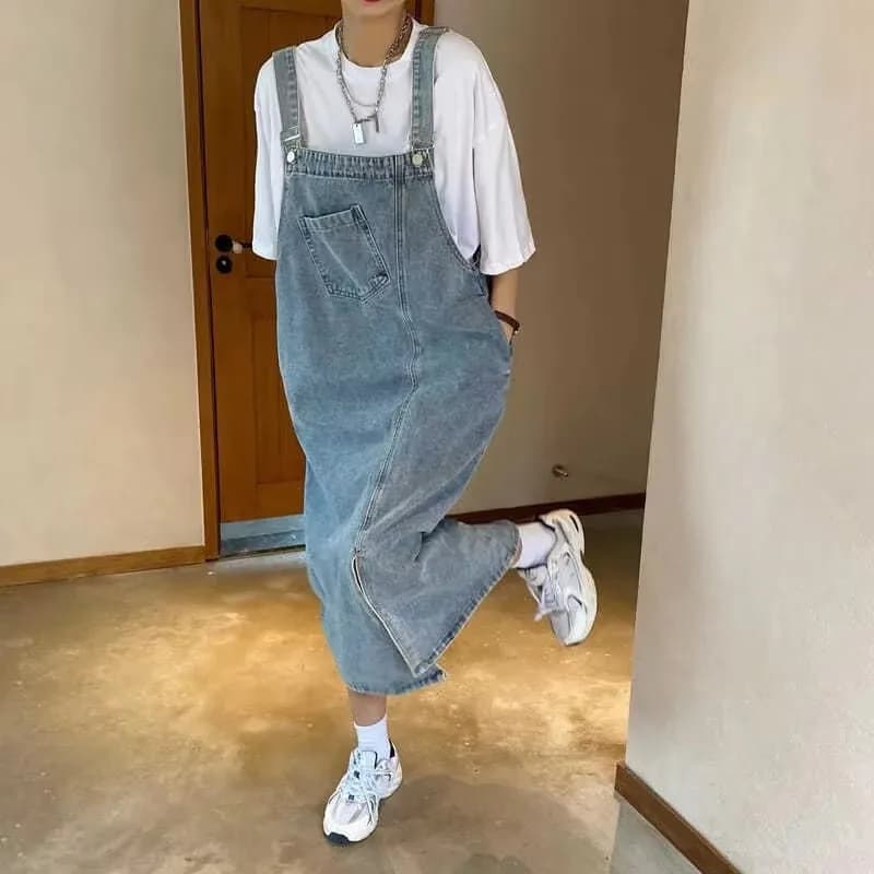 봄 여름 데님 오버올 드레스 여성 민소매 청 드레스 패션 여성 솔리드 슬립 캐주얼 루즈 스파게티 스트랩 드레스