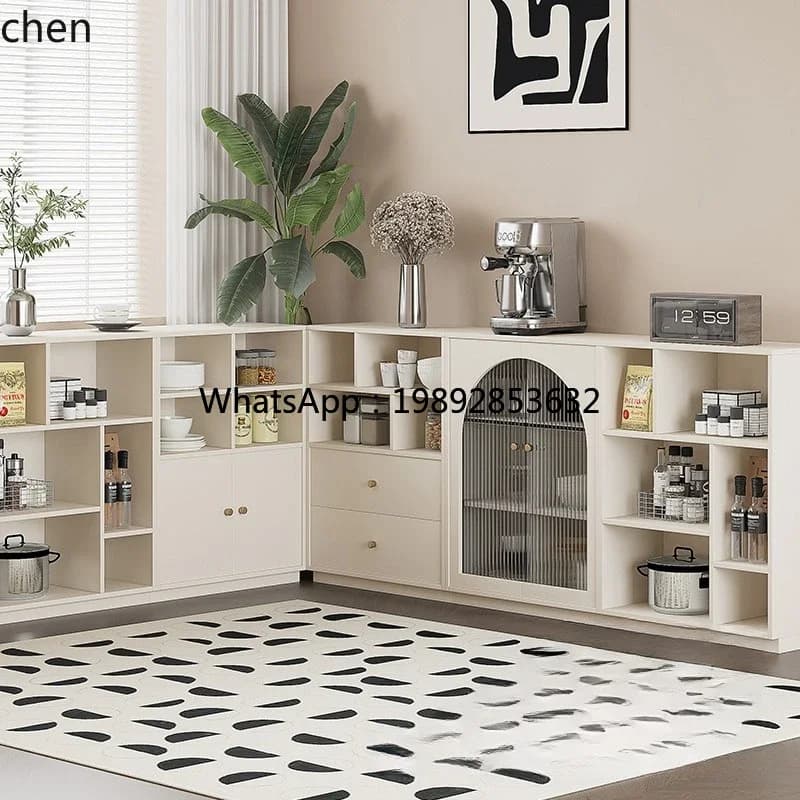 i7   Cream Wind Combination Meal Side Locker Kitchen Storage Tea Coffee Side Cabinet