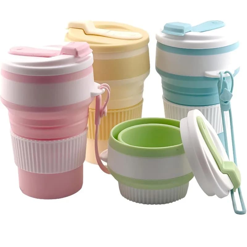 350ml 실리카겔 접이식 컵 재사용 가능 누수 방지 여행용 커피 머그 접이식 휴대용 하이킹 캠핑 사무실용 내열