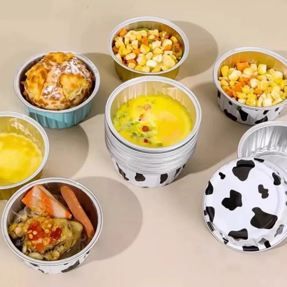 10pcs New Reusable Aluminum Foil Tin Cup Cake Tool Round Tinfoil Box Small Baking Tray Tinfoil Cups