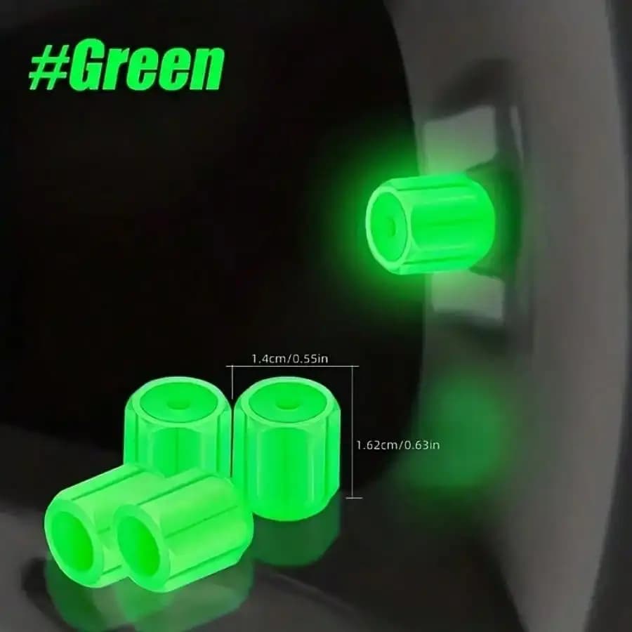 4-Piece luminous valve lever cover, GM fluorescent car tire valve lever cover, bicycle tire valve lever luminous cover