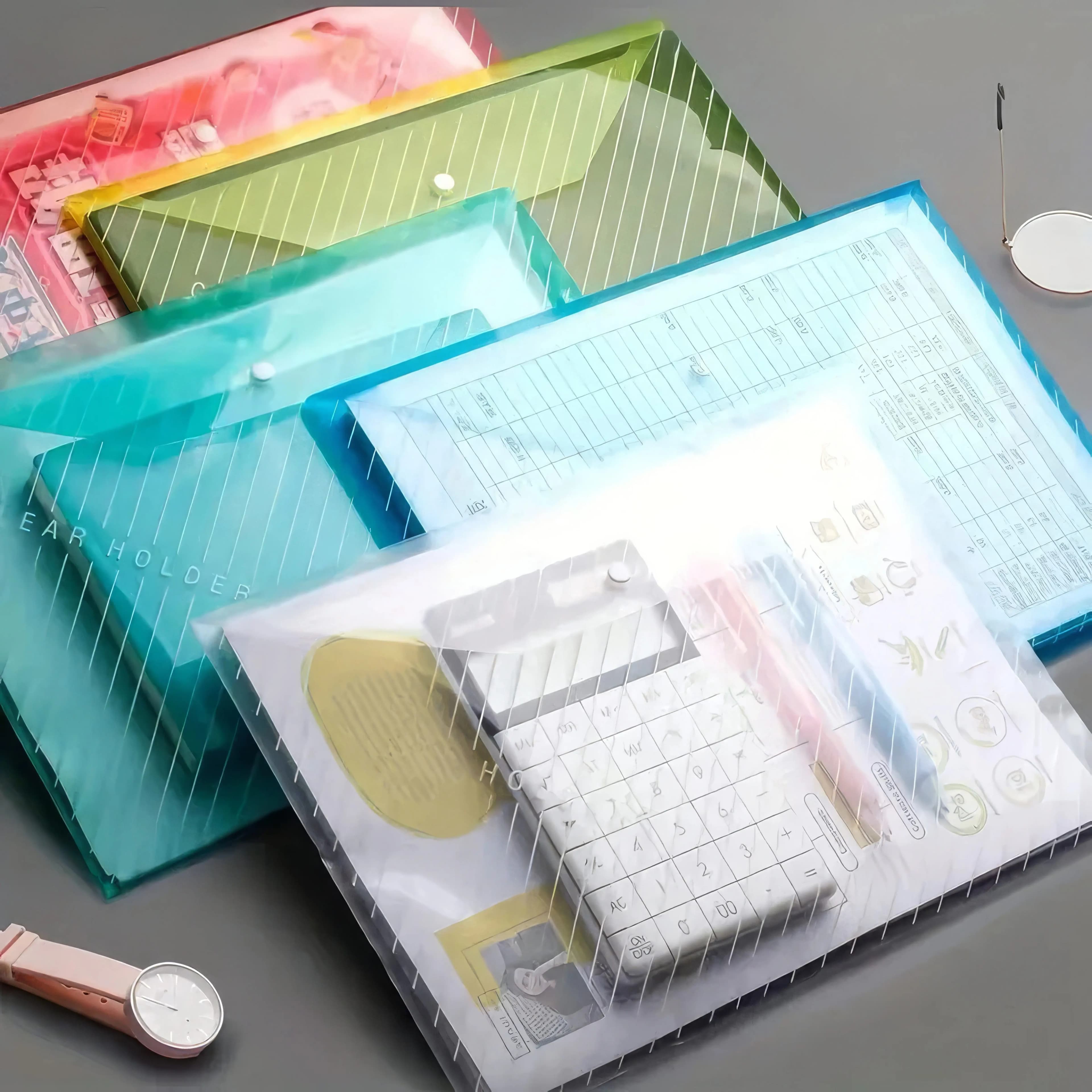 5/10/15 Folded File Bags with Mixed Colors and Snap Button File Bags, Suitable for Official Documents and Archive Bags